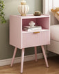 JOONEE Nightstand,Modern Bedside Table with Storage Drawer and Open Wood Shelf, for Living Room, Bedroom and Small Spaces, Accent Night Stand with Solid Wood Legs, Easy Assembly,Classic Pink - color: Pink