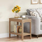 Eclatara Rattan Side Table End Table with Round Edge Design | 2 Tier Rattan Night Stand, Farmhouse Boho Bedside Tables with Ultra-Thick Legs for Bedroom Living Room(Natural Oak,1 Piece) - color: Natural Oak, Round Edges
