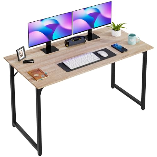 PayLessHere | 47 Inch Computer Desk | Nature | Office Desk with Metal Frame, Adjustable Feet | Water-Resistant, Scratchproof Surface | Sturdy Writing Table for Home Office or Study | Pack of 1 - color: Nature, size: 47 Inch