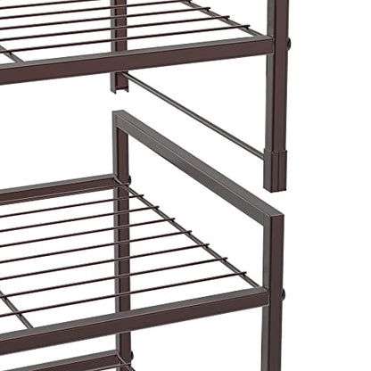 Simple Houseware 3-Tier Stackable Shoes Rack Storage Shelf, Bronze - color: Bronze, style: Wired Grid Panel