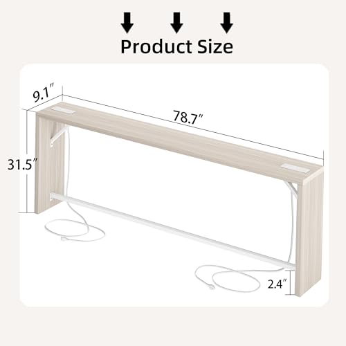 TIQLAB Sofa Table, 79''L x 9.1''W (1.2'' Thickness) Long Console Table Behind Couch, Entryway Table with Angled Metal Frame, Industrial Console Table, Light Walnut - color: Light Walnut, size: 79''L x 9.1''W x 31.5''H