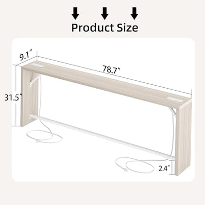 TIQLAB Sofa Table, 79''L x 9.1''W (1.2'' Thickness) Long Console Table Behind Couch, Entryway Table with Angled Metal Frame, Industrial Console Table, Light Walnut - color: Light Walnut, size: 79''L x 9.1''W x 31.5''H