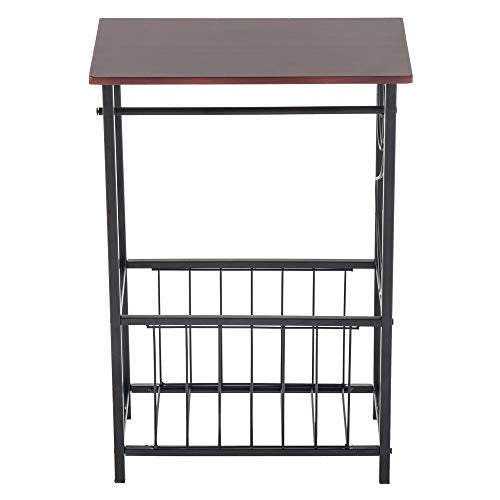 Side Table,Narrow End Table for Small Spaces,Snack Couch Table with Holder,Nightstand for Living Room,Bedroom,Office,Bathroom,Balcony (Coffee) - color: Coffee