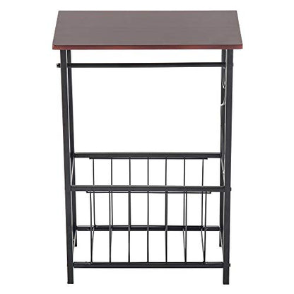 Side Table,Narrow End Table for Small Spaces,Snack Couch Table with Holder,Nightstand for Living Room,Bedroom,Office,Bathroom,Balcony (Coffee) - color: Coffee