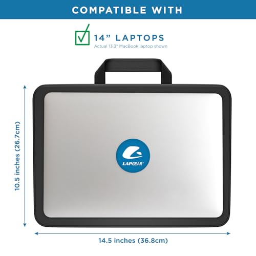 LAPGEAR Compact Lap Desk – Black, Fits 14" Laptops - color: Black, size: 14″ Laptop (Compact)