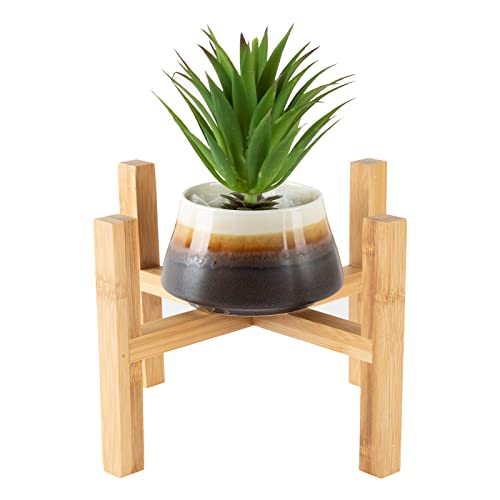6.5 inch Modern Plant Stand & 5.5" Bamboo Saucer, Mid-Century Planter Holder, Plant Saucer, Round Bamboo Tray for Flower Pot, Planter Pot Tray, Prevent The Floor Wet, Not Include Planter Pot - size: 6.5"