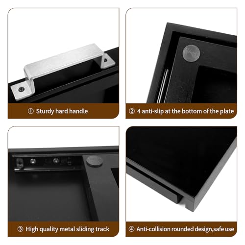 Wood Appliance Slider with Rolling Wheels - Coffee Maker Stand for Kitchen Counter Organization - Fits Air Fryer, Mixer, Toaster - Smooth Glide Tray - color: Black