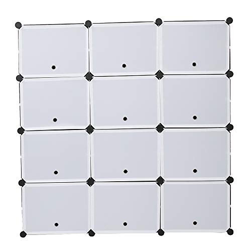 21 Cube Storage Organizer, Closet Storage Shelves with DIY Closet Cabinet Bookshelf Plastic Square Organizer Shelving for Home, Office, Bedroom (White-21 Cube)