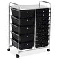 RELAX4LIFE 15 Drawer Rolling Storage Cart, Mobile Drawer Carts for Craft Art Supply Paper Salon, Utility Cart on Wheels for Classroom Teacher School Office, Rolling Cart with Drawers (Black) - color: Black, style: 15 Drawers-34.5"