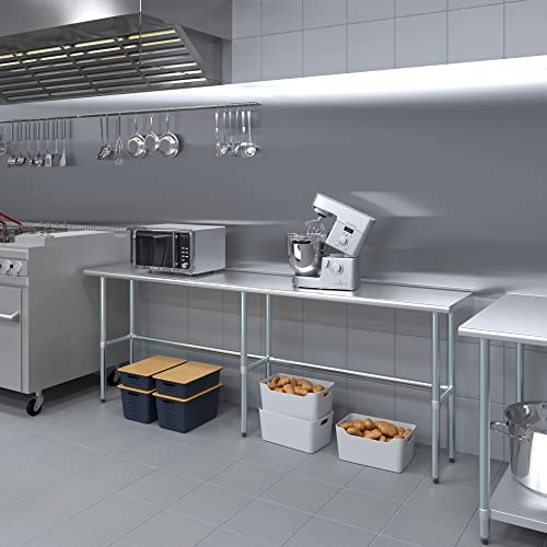 18 in. x 96 in. Open Base Stainless Steel Work Table | Residential & Commercial | Food Prep | Heavy Duty Utility Work Station | NSF - size: 96 in. Length x 18 in. Width