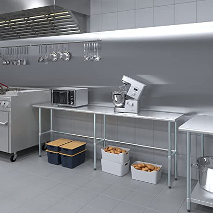 18 in. x 96 in. Open Base Stainless Steel Work Table | Residential & Commercial | Food Prep | Heavy Duty Utility Work Station | NSF - size: 96 in. Length x 18 in. Width