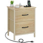 Vagusicc Nightstand with Charging Station, Bedside Table with USB Ports and Outlet, End Table Side Table with 2 Fabric Drawers for Bedroom, Living Room, Natural - color: Natural (1 Pack)