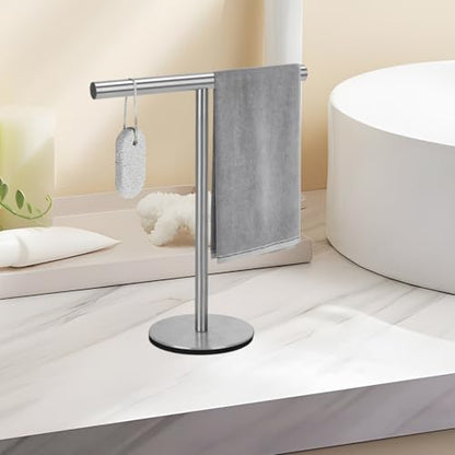 T-Shape Towel Holder, Towel Rack Stand for Bathroom Vanity Countertop, Towel Bar for Bathroom Kitchen (Silvery) - color: Silvery-1pc