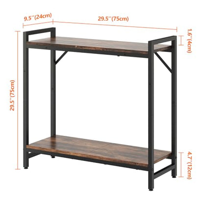 Livofloral Narrow Console Table, Small Entryway Table with 2 Support Bar, Thin Sofa Table, Small Couch Table, Display Table, Side Table for Living Room, Hallway, Bedroom, Rustic Brown - color: Rustic Brown