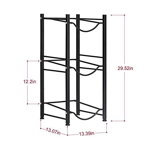 Water Bottle Storage Organizer - 5 Gallon Jug Holder Rack, 3-Tier Stackable Dispenser Stand for Office, Kitchen, Lobby, Foyer - Black - color: 3-Tier Black