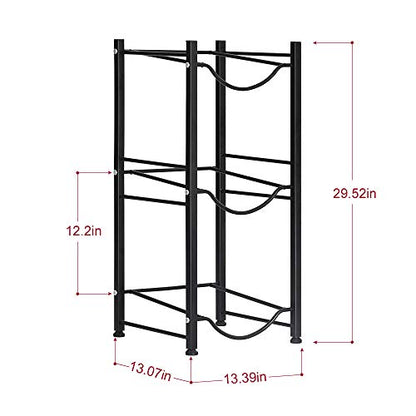 Water Bottle Storage Organizer - 5 Gallon Jug Holder Rack, 3-Tier Stackable Dispenser Stand for Office, Kitchen, Lobby, Foyer - Black - color: 3-Tier Black