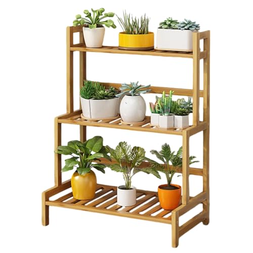 Multi-tier Plant Stand Indoor Wooden Shelf Outdoor for Patio Garden | 3 Layers, Size 60 * 33 * 72 cm, Durable Wood Materials Planter Holds Multiple Plants for Living Room, Balcony