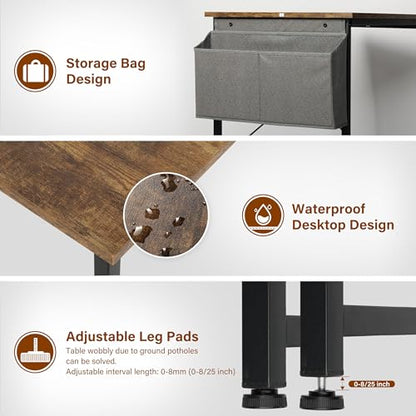YSSOA Computer Desk Home Office Work Study Writing Modern Simple Table with Headphone Hooks - color: Deep Brown, size: 47 Inch