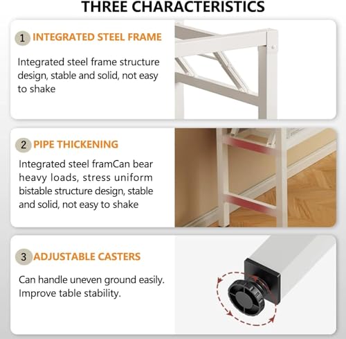 47.2 Inch Folding Table，Square Folding Desks for Small Space,Small Foldable Desk No Assembly - color: Frame：white/Board：teak, size: 47.2"x23.6"
