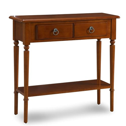 Leick Home Coastal Console Table, Solid Wood, with Drawer and Shelf, for Entryways, Hallways, and Living Rooms, Pecan Brown, 20027-PC - color: Pecan, size: 1 Drawer