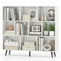 GIANTEX 10-Cube Bookcase, 3-Tier Modern Bookshelf with 5 Metal Legs, 47" Freestanding Open Storage Organizer with 2 Anti-tip Devices, Mid-Century Display Rack for Living Room (47" x 9.5" x 42") - size: 47" x 9.5" x 42"