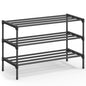 SONGMICS 3-Tier Shoe Rack for Closet, Compact Metal Shoe Organizer Shelf for Entryway, Bedroom, Small Spaces, Stackable, 11.8 x 24.5 x 19.1 Inches, Black ULSA123BH01 - size: 3 Tiers (24.5"W)