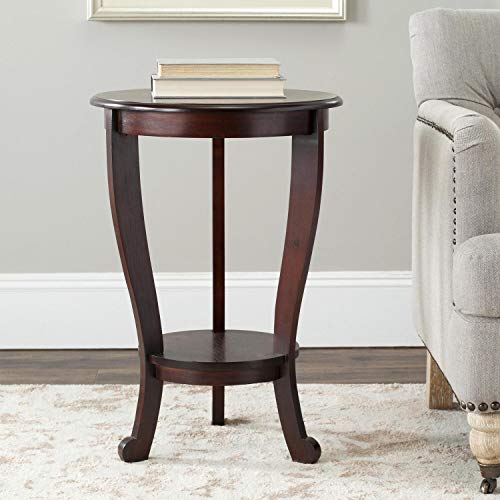 SAFAVIEH Furniture - Mary Pedestal Table - Dark Cherry - Solid Wood - Farmhouse Pedestal Design - Ideal for Living Room, Entryway, Home Office, 18.1" W x 18.1" D x 26" H (AMH5711D) - color: Dark Cherry