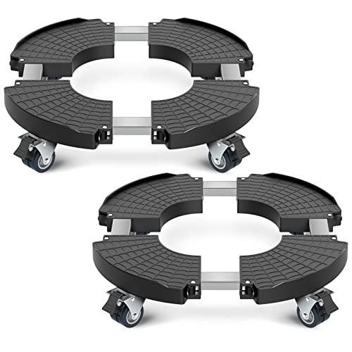VANCASTLE Plant Caddy with Lockable Wheels 15-22'' Adjustable Plant Stand | Heavy Duty 450lbs Capacity with Wheels Rolling base, Plant Dolly for Flower Pot Mover Indoor Outdoor, Black, 2 Pack - color: Black, size: 2