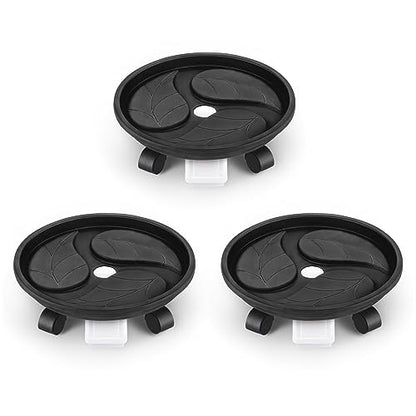 Looca Plant Caddy with Wheels and Drainage Tray, 13”Rolling Plant Stand Flower Pot Mover, Planter Caddies Round Plant Dolly for Heavy Duty Planter, 3 Pack, Bearing 120 lbs (Black) - color: black
