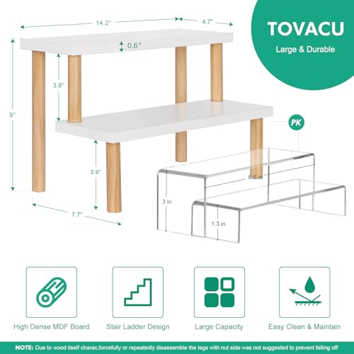 Small Plant Stand Indoor Ladder Shelf Desk, 2 Tiers Desktop Flower Stand Window Sill ,Wood Display Stand for Succulent Cupcake Spice Rack Countertop ( White, 14.2") - size: 2 Tiers