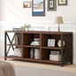 LVB Walnut TV Stand for 65 Inch TV, Industrial Wood and Metal Entertainment Center with Storage Shelf, Modern Television Media Console Table with Cabinet for Living Room Bedroom, Walnut, 55in - color: Walnut