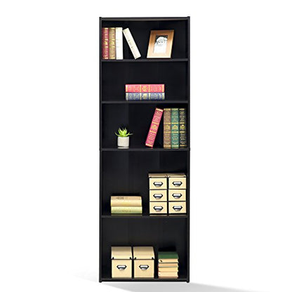 FURINNO Wright 5-Shelf Bookcase, Cinnamon Cherry - color: Cinnamon Cherry, size: 5-Tier, Adjustable