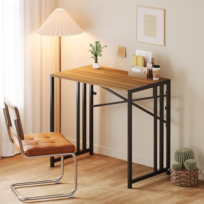 Lutown-Teen Narrow Folding Computer Desk 35 inch, Writing Gaming Computer Camping Desk, Espresso - color: Espresso, size: 35 Inch