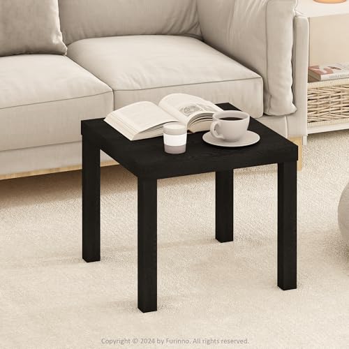 Furinno Classic Modern Coffee Table, Printer Stand, Black | 1.8" Triple Thick Square Tabletop, Side Table with 4 Legs, for Living Room, Bedroom, Home Office - color: Black, size: Square