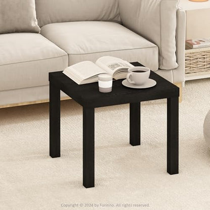 Furinno Classic Modern Coffee Table, Printer Stand, Black | 1.8" Triple Thick Square Tabletop, Side Table with 4 Legs, for Living Room, Bedroom, Home Office - color: Black, size: Square