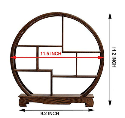 NWFashion Chinese Wooden Rosewood Display Stand Decoration 11" Curio Cabinets Shelf (Circle) - color: 4