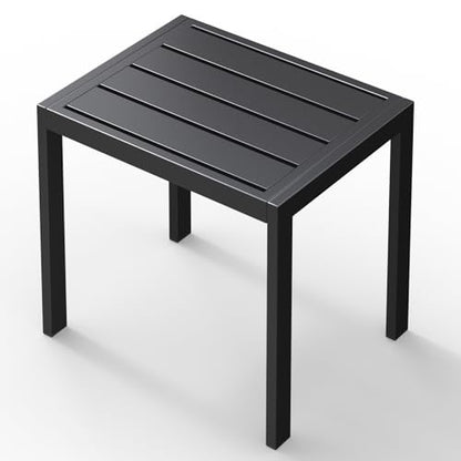 Outdoor Side Table, Aluminum Patio End Table, Minimalist Modern Balcony Table, Weather-Resistant & Easy to Assemble Lightweight Outdoor Furniture for Garden, Backyard, Poolside, Deck, Dark Grey