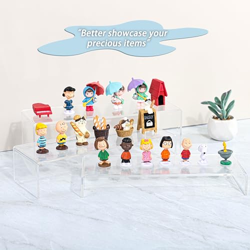 Yieach Large Clear Acrylic Risers Display Stands,3 Pcs Rectangular Display Risers for Funko Pop,Figures,Food,Showcase Collectibles Display Shelf,Retail Desktop Risers Display Stand and Decoration