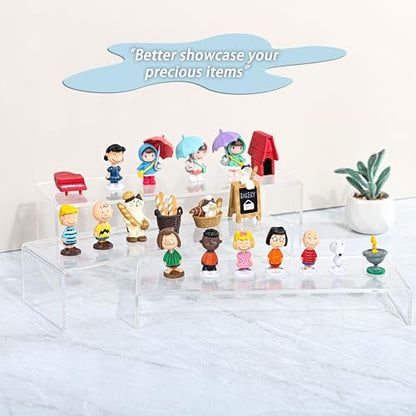 Yieach Large Clear Acrylic Risers Display Stands,3 Pcs Rectangular Display Risers for Funko Pop,Figures,Food,Showcase Collectibles Display Shelf,Retail Desktop Risers Display Stand and Decoration