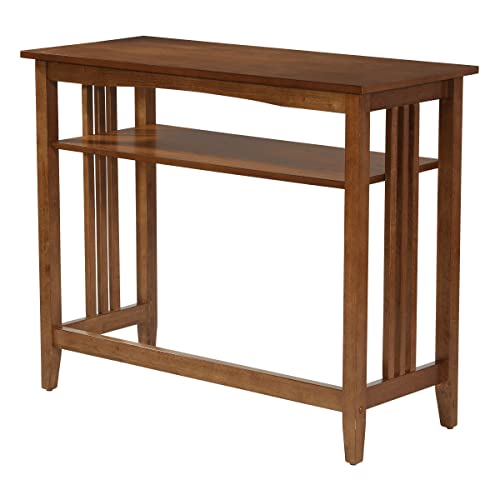 OSP Home Furnishings Sierra 36-Inch Sofa Table with Lower Storage Shelf and Mission Style Side Panels, Ash Brown