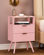 Leomonio Pink Nightstand,Modern Bedside Table with 2 Storage Drawer and Open Wood Shelf, for Bedroom and Small Spaces,Night Stand with Solid Wood Legs - color: Pink