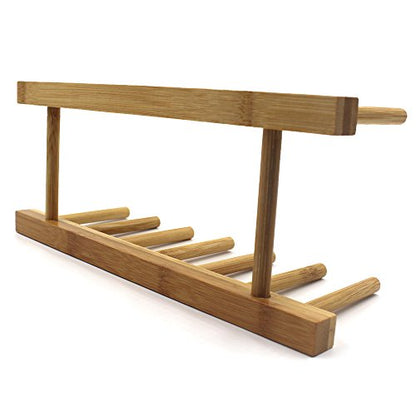 INNERNEED Bamboo Wooden Dish Rack, Vertical Plate & Lid Organizer | for Kitchen Cabinet or Countertop, Drying Stand for Dishes, Cutting Boards - size: Pack of 1