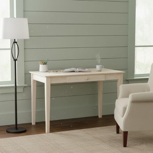 IC International Concepts, Writing Desk With Drawer, Solid Real Wood, Sturdy Parawood, Dimensions 19.41"W x 15"D x 2.36"H, Home Office/Study, Paint/Stain Ready, Unfinished - color: Unfinished