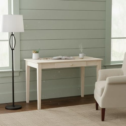 IC International Concepts, Writing Desk With Drawer, Solid Real Wood, Sturdy Parawood, Dimensions 19.41"W x 15"D x 2.36"H, Home Office/Study, Paint/Stain Ready, Unfinished - color: Unfinished