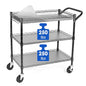 WDT Heavy Duty 3 Tier Utility Cart,Wire Rolling Cart with Wheels, Commercial Grade Service Cart with Shelving Liners and Handle Bar Metal Carts for Kitchen Office Hardware - color: 750lbs Capacity Black