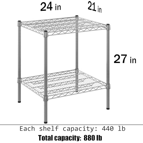 21" Deep x 24" Wide x 27" Height Wire Shelving Kit | 2-Tier | NSF Commercial Storage Rack Unit - size: 21" Deep x 24" Wide