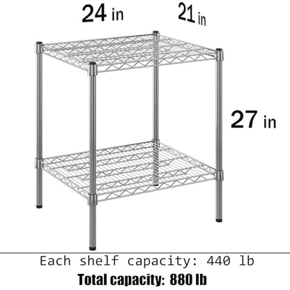 21" Deep x 24" Wide x 27" Height Wire Shelving Kit | 2-Tier | NSF Commercial Storage Rack Unit - size: 21" Deep x 24" Wide