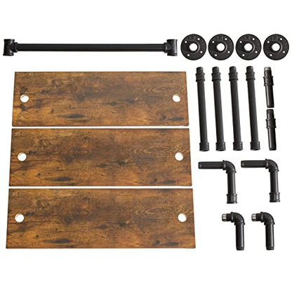 IBUYKE 3-Tiers Industrial Pipe Shelves with Towel Bar RF-TM015 | Rustic Wall Mount Bookcase,Metal Bracket Storage Wall Shelf for Bedroom, Kitchen - size: 3 Tier with Tower Bar