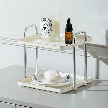 7.87 Inch Desktop 2-Layer Storage Rack,Countertop Storage Shelf for Bathroom, Kitchen, Living Room, Bedroom, Dressing Table,White - size: 7.87 Inch