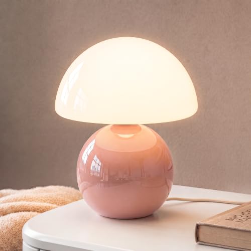 Dawnwake Mushroom Lamp Desk Lamp for Bedroom,Table Bedside Small Lamps for Living Room,Mushroom Decor Cute Mini Modern Mid Century Lamps for Night Stands,Unique Aesthetic Home Living Room Decor(Pink) - color: Pink